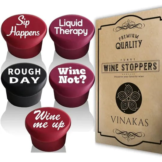 DJIWJDCDA Set of 5 Funny Silicone Wine Bottle Stopper