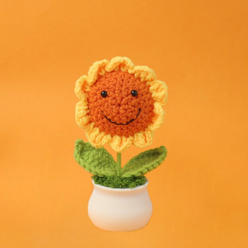 DJIWJDCDA 🌺🏡✨ Hand Woven Flowers - Tulips, Daisies, Roses Pot Decor ✨🌿🧶