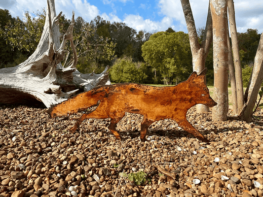 DJIWJDCDA Sneaky Rustic Metal Fox Garden Decoration with Stakes