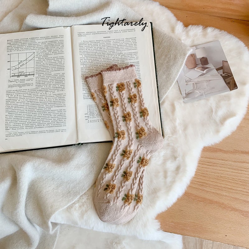 DJIWJDCDA Vintage Embroidered Floral Women Socks(🎁New Year Sale)-K*