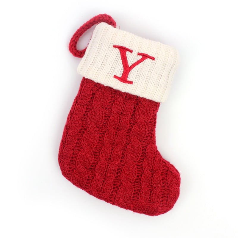 DJIWJDCDA Christmas Red Socks Alphabet Knitting Christmas-Tree Pendant