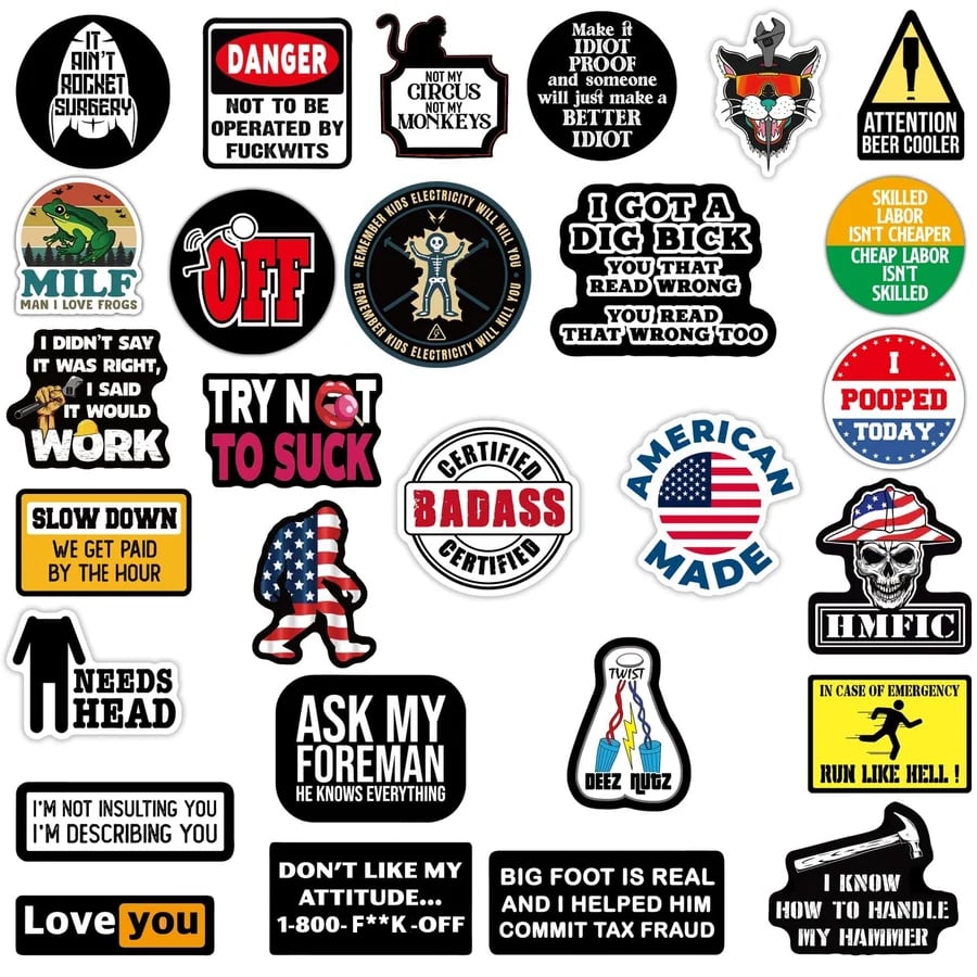 150pcs Hard Hat Stickers Pack(DIRTY) - Perfect for Helmets, Toolboxes..