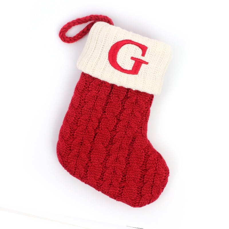 DJIWJDCDA Christmas Red Socks Alphabet Knitting Christmas-Tree Pendant