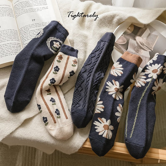 DJIWJDCDA Vintage Embroidered Floral Women Socks(🎁New Year Sale)-P*