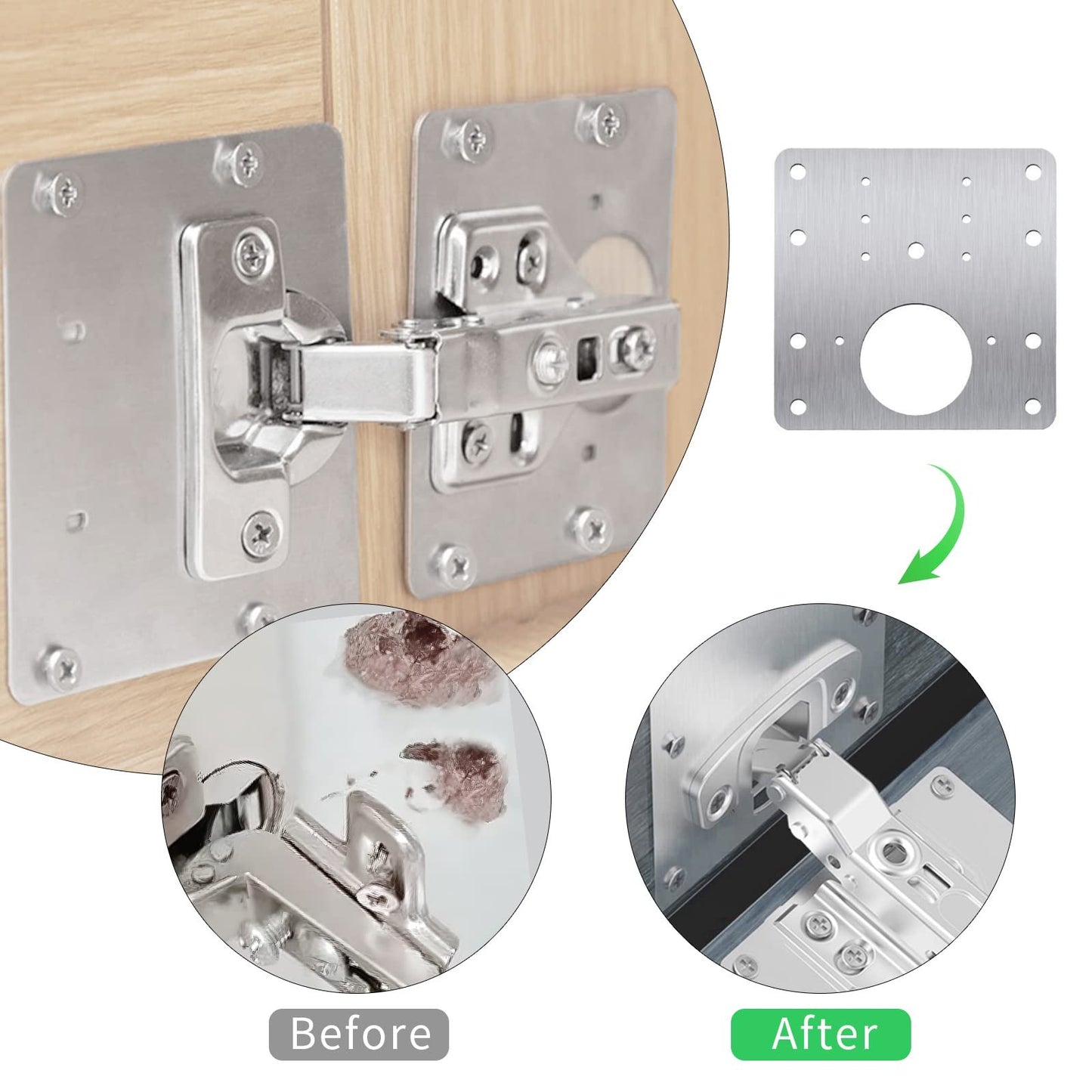Stainless Steel Hinge Fixing Plate Bracket Kit
