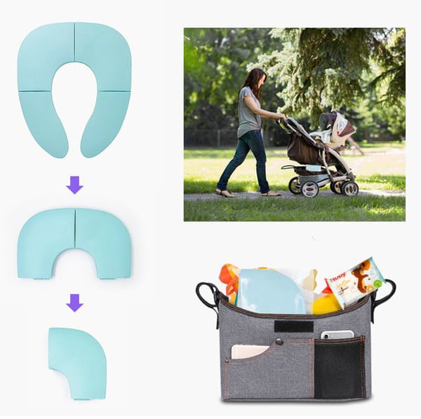 Folding Travel Potty Seat for Boys and Girls, Fits Round & Oval Toilets, Non-Slip Suction Cups, Includes Free Travel Bag