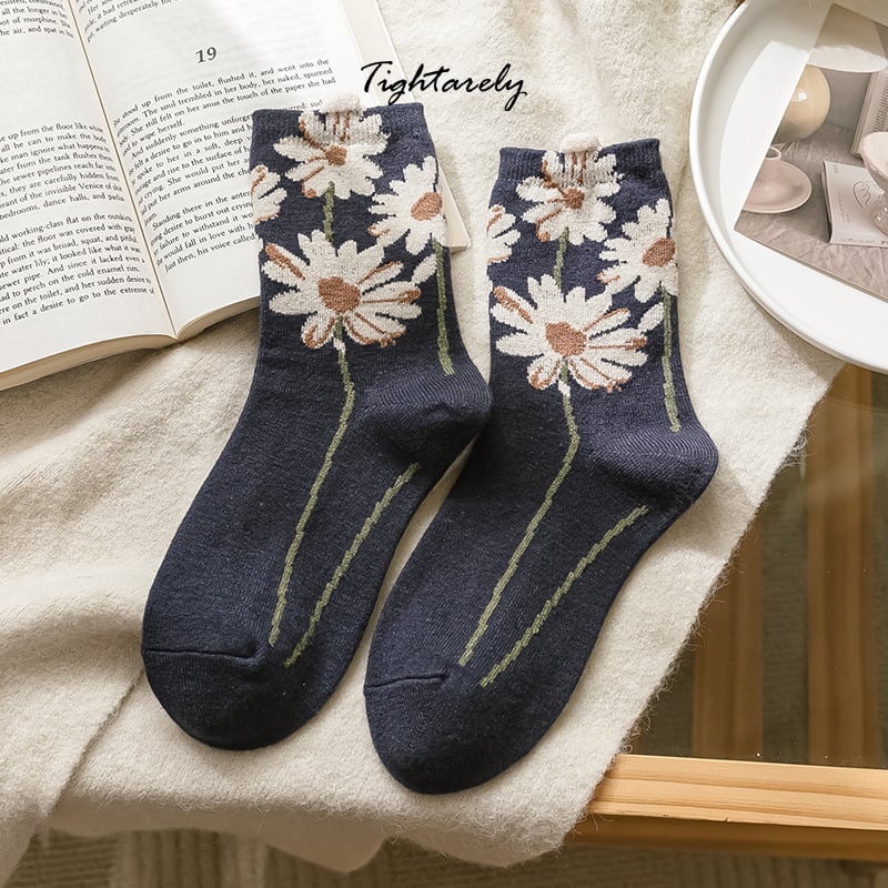 DJIWJDCDA Vintage Embroidered Floral Women Socks(🎁New Year Sale)-P*
