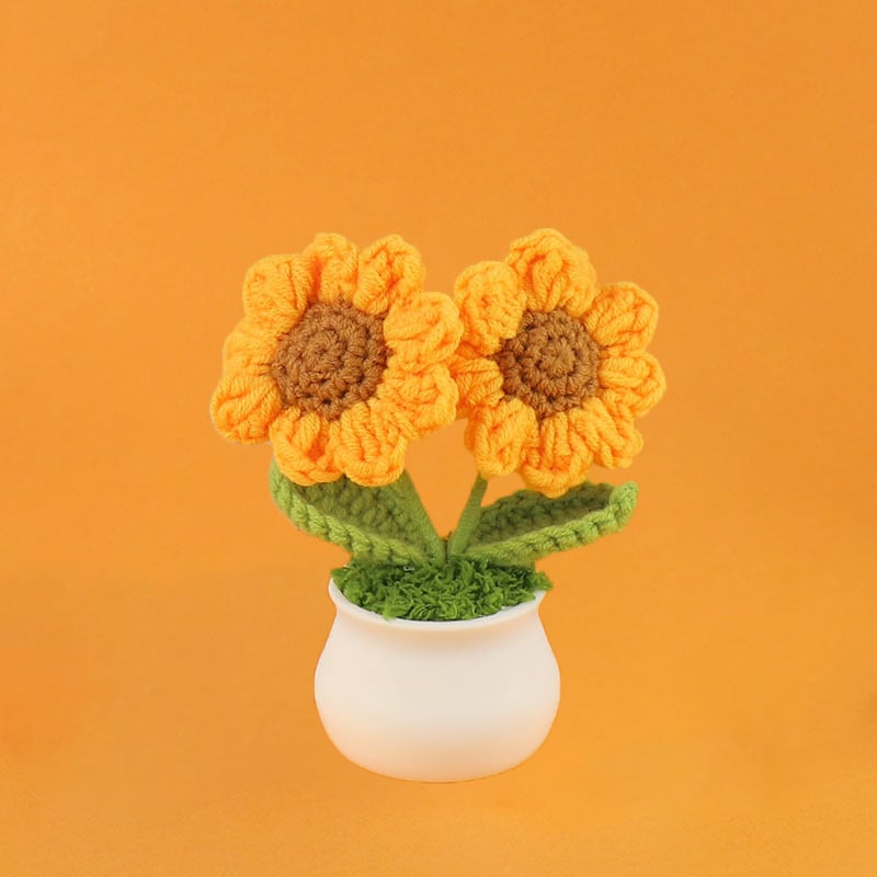 DJIWJDCDA 🌺🏡✨ Hand Woven Flowers - Tulips, Daisies, Roses Pot Decor ✨🌿🧶