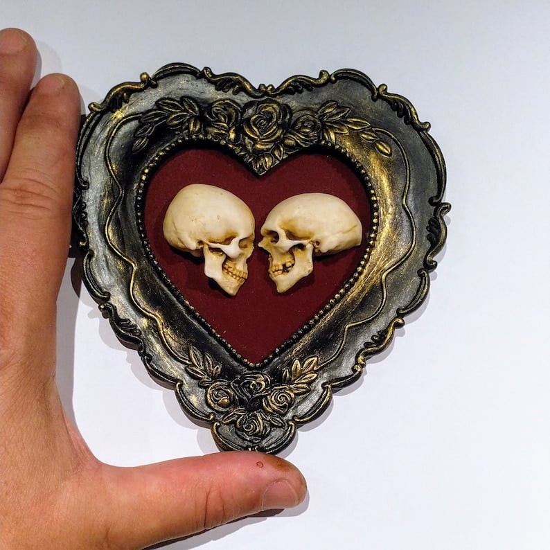 💗Valentine's Day Sale 49% OFF True love is forever - framed miniature realistic human skulls - Til death do us part