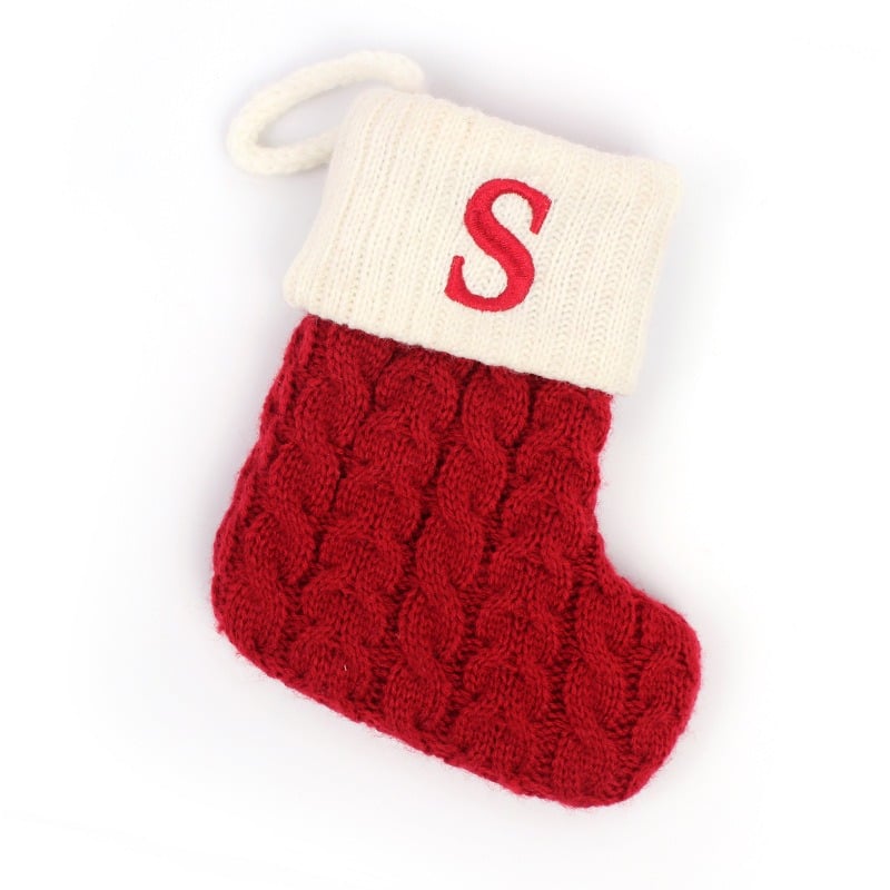 DJIWJDCDA Christmas Red Socks Alphabet Knitting Christmas-Tree Pendant