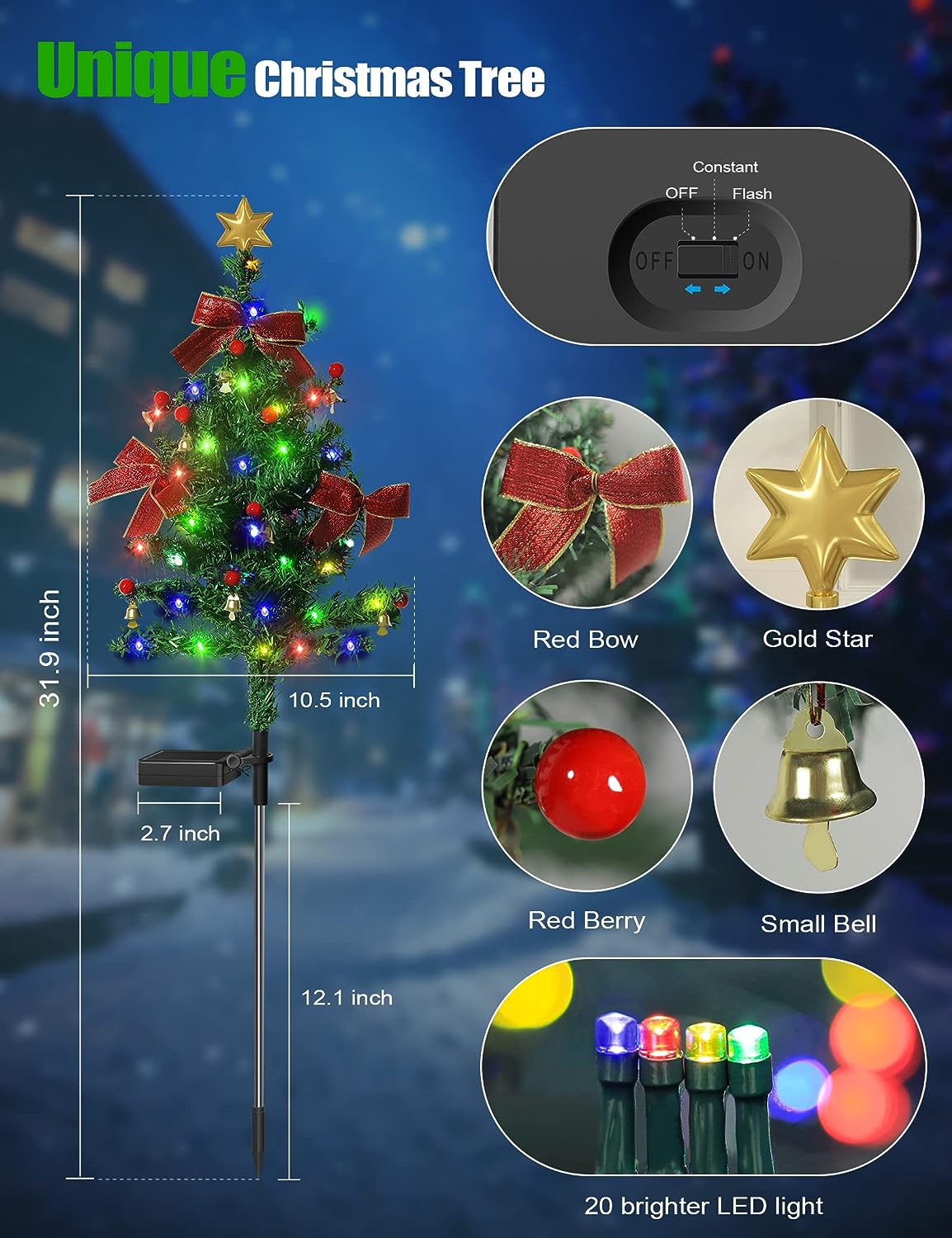 DJIWJDCDA Solar Christmas Decorations Tree Lights