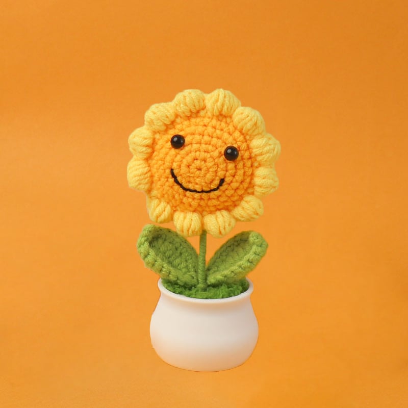 DJIWJDCDA 🌺🏡✨ Hand Woven Flowers - Tulips, Daisies, Roses Pot Decor ✨🌿🧶