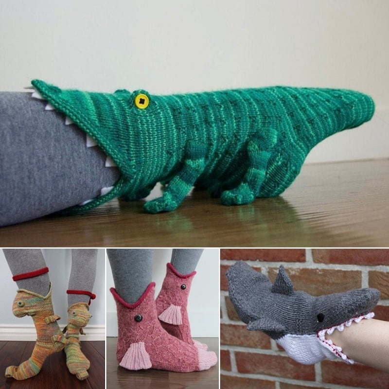 DJIWJDCDA Knit Crocodile Socks