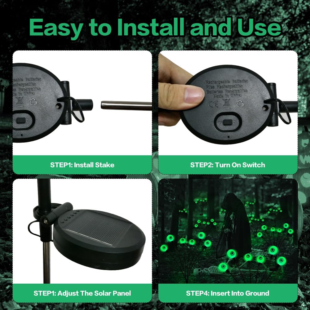 DJIWJDCDA Outdoor Solar Scary Eyeball Lights