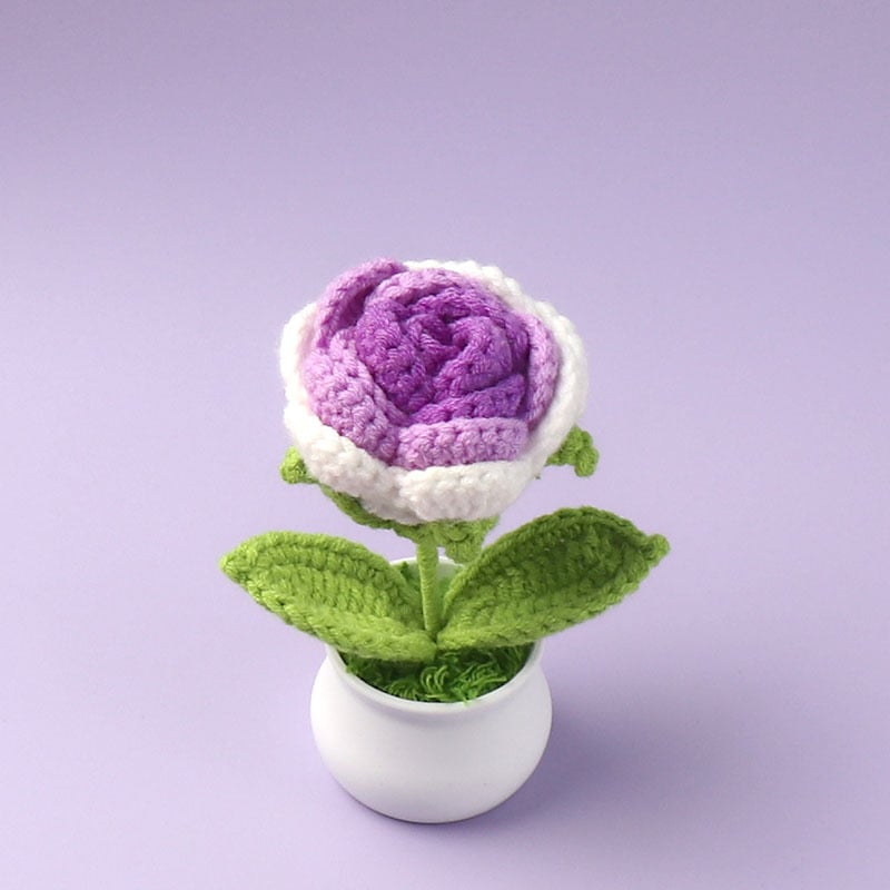 DJIWJDCDA 🌺🏡✨ Hand Woven Flowers - Tulips, Daisies, Roses Pot Decor ✨🌿🧶