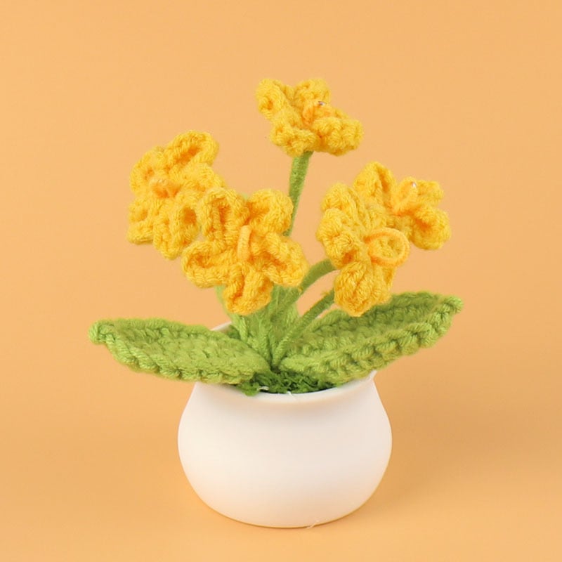 DJIWJDCDA 🌺🏡✨ Hand Woven Flowers - Tulips, Daisies, Roses Pot Decor ✨🌿🧶