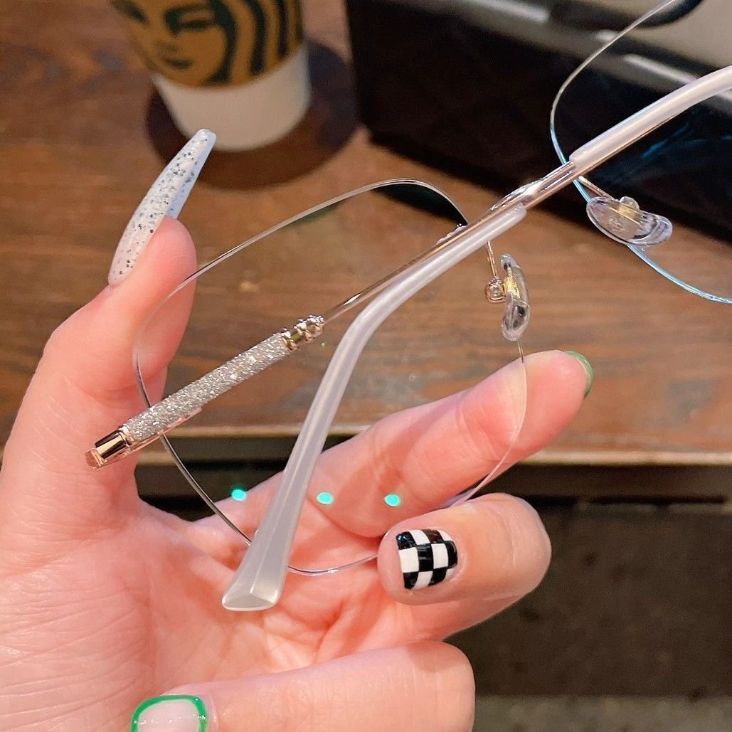 WOMEN'S LARGE FRAME DIAMOND RIMLESS ANTI-BLUE LIGHT PRESBYOPIA GLASSES