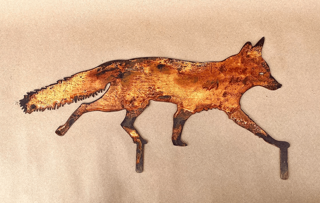 DJIWJDCDA Sneaky Rustic Metal Fox Garden Decoration with Stakes