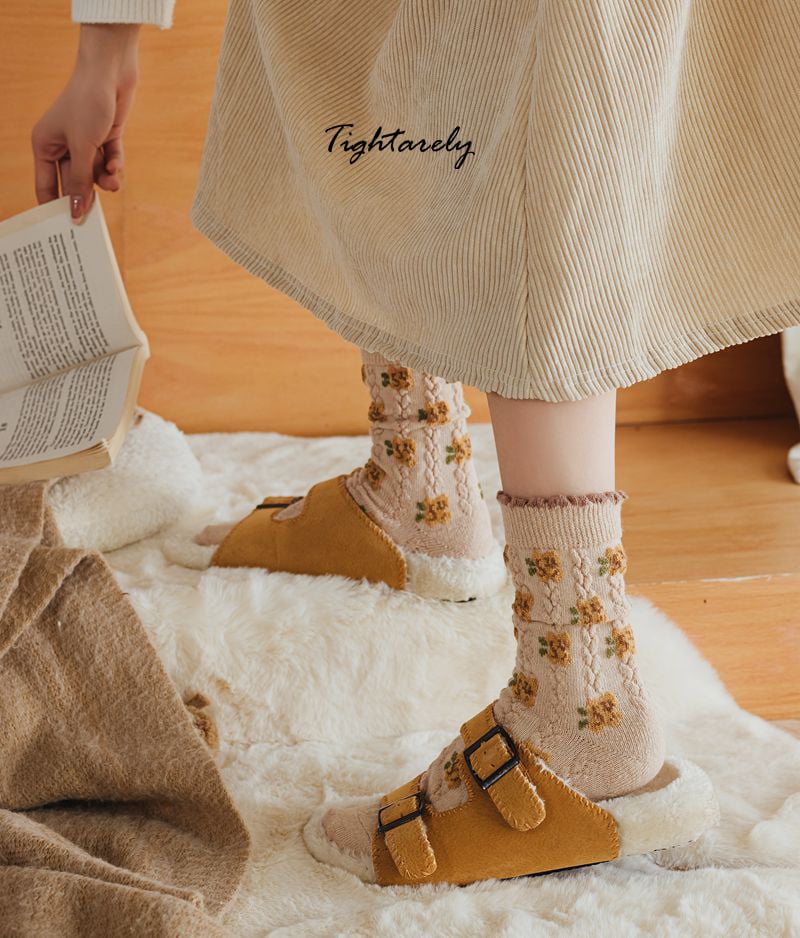 DJIWJDCDA Vintage Embroidered Floral Women Socks(🎁New Year Sale)-K*