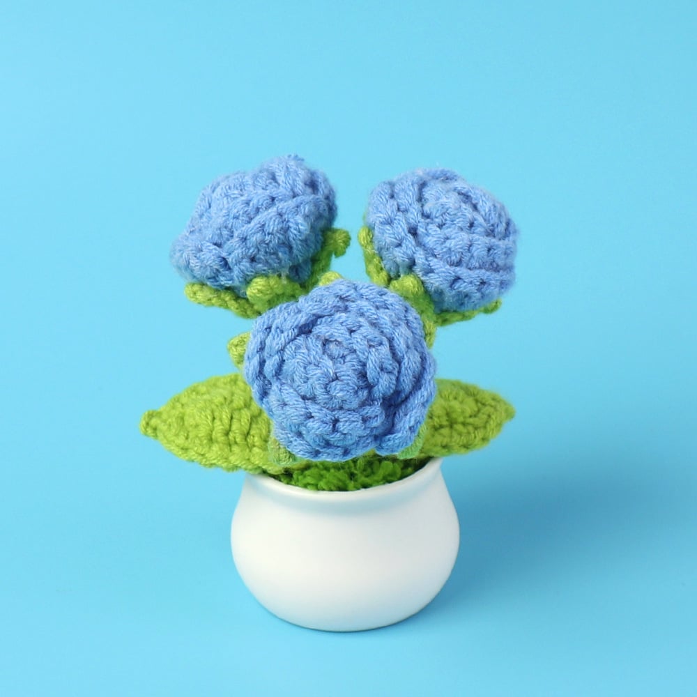 DJIWJDCDA 🌺🏡✨ Hand Woven Flowers - Tulips, Daisies, Roses Pot Decor ✨🌿🧶