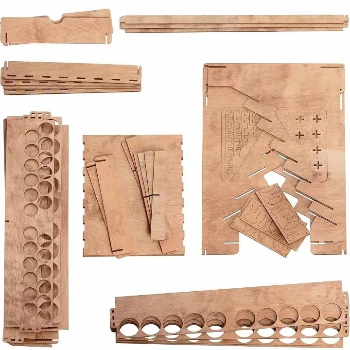 Wooden Paint Organizer for 74 Bottles of Paints and 14 Paint Brushes