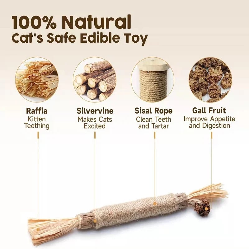 DJIWJDCDA Natural Silvervine Stick Cat Chew Toy