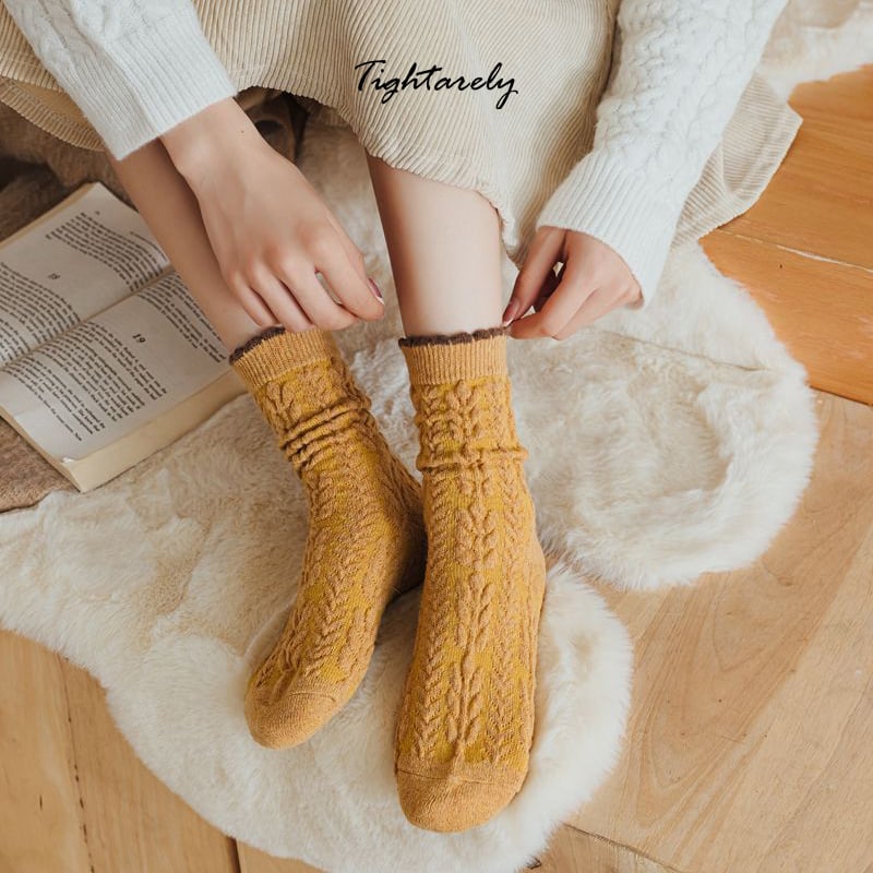 DJIWJDCDA Vintage Embroidered Floral Women Socks(🎁New Year Sale)-K*