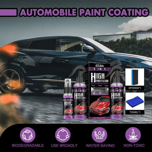 3 in 1 High Protection Quick Car Ceramic Coating Spray - Car Wax Polish Spray