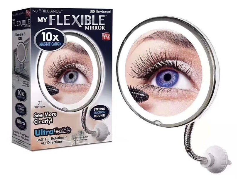 DJIWJDCDA 360° Flexible Light Up 10X Magnification Makeup Mirror