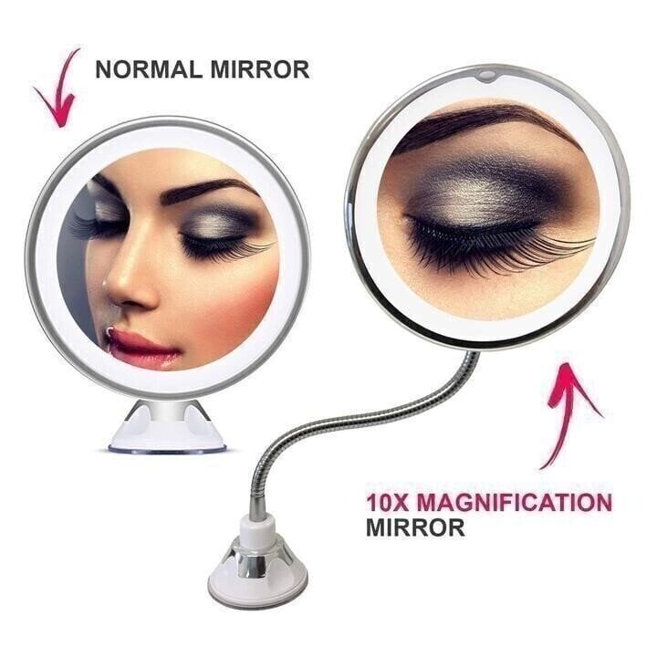 DJIWJDCDA 360° Flexible Light Up 10X Magnification Makeup Mirror