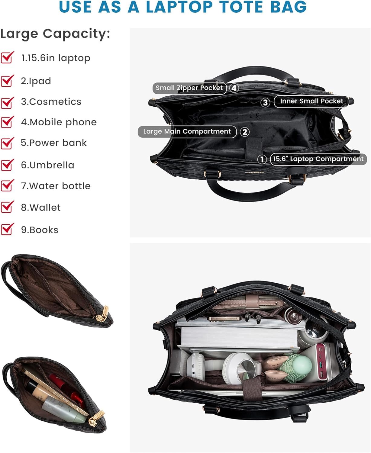 3 in 1 Lunch Tote Bag for Women