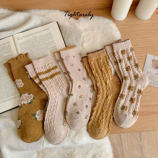 DJIWJDCDA Vintage Embroidered Floral Women Socks(🎁New Year Sale)-K*