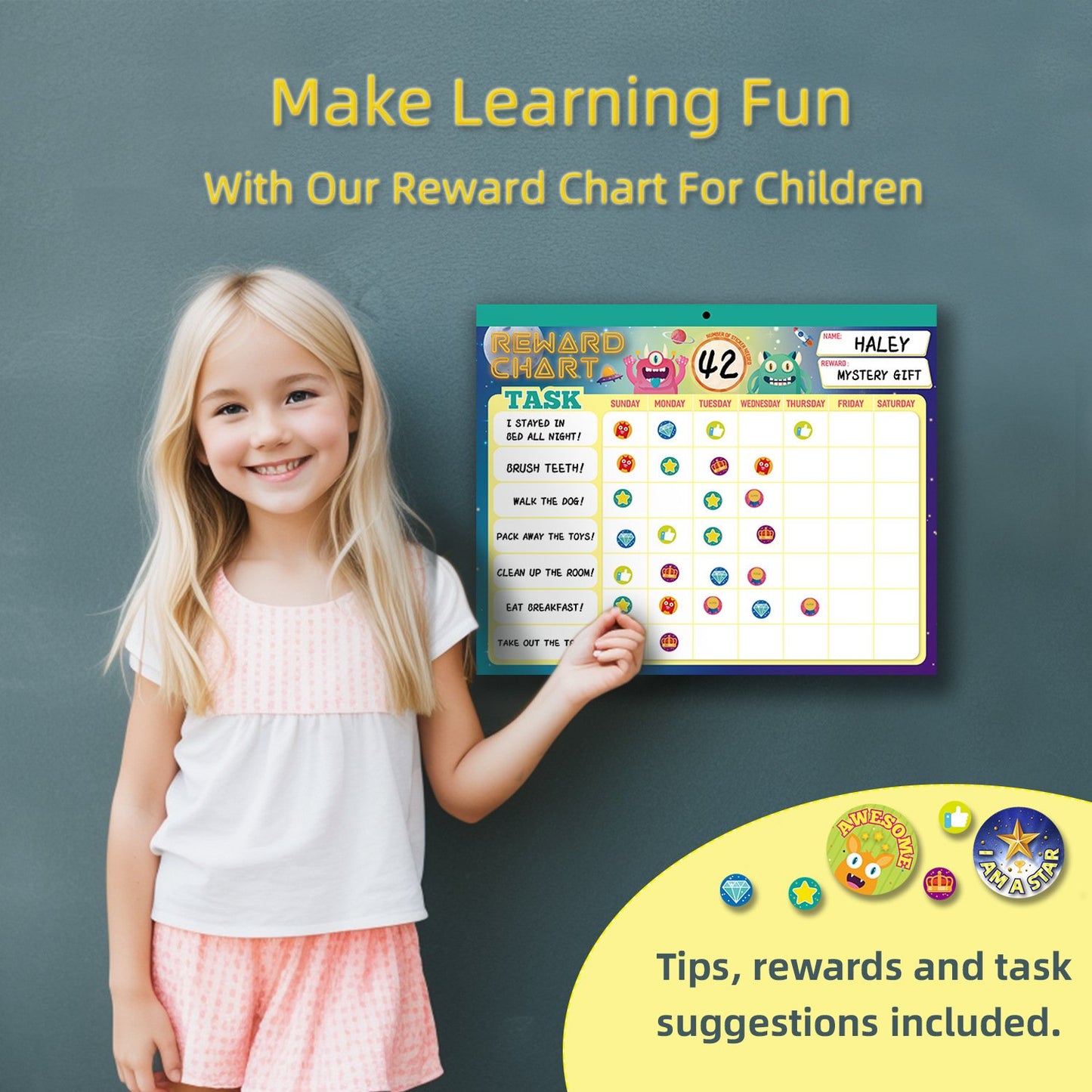 DJIWJDCDA Behavior Reward Chart -For Kids