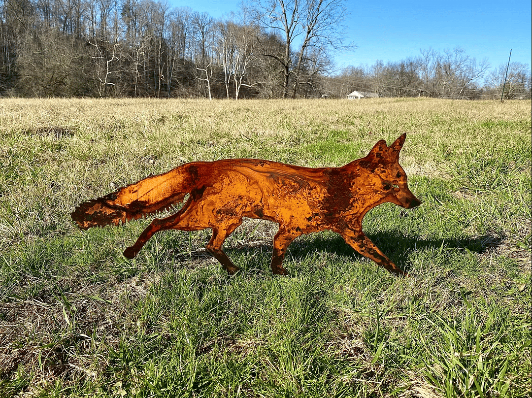 DJIWJDCDA Sneaky Rustic Metal Fox Garden Decoration with Stakes