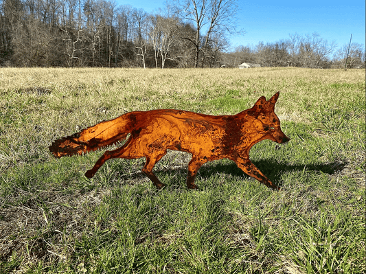 DJIWJDCDA Sneaky Rustic Metal Fox Garden Decoration with Stakes