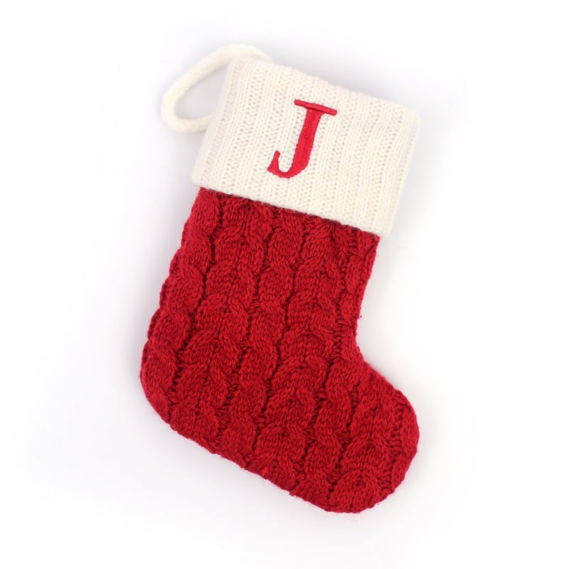 DJIWJDCDA Christmas Red Socks Alphabet Knitting Christmas-Tree Pendant