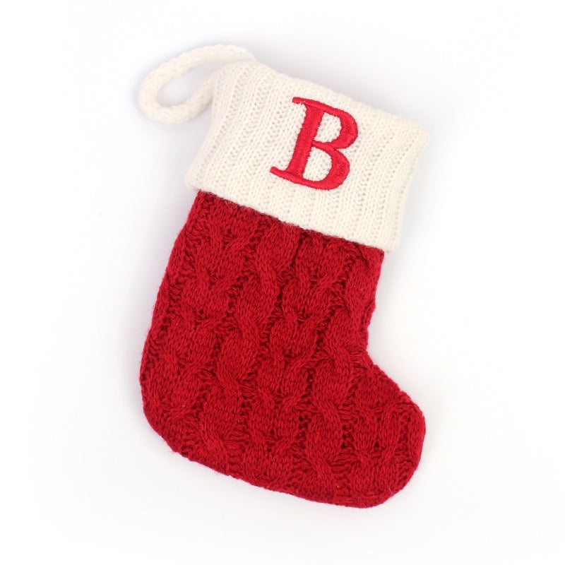 DJIWJDCDA Christmas Red Socks Alphabet Knitting Christmas-Tree Pendant