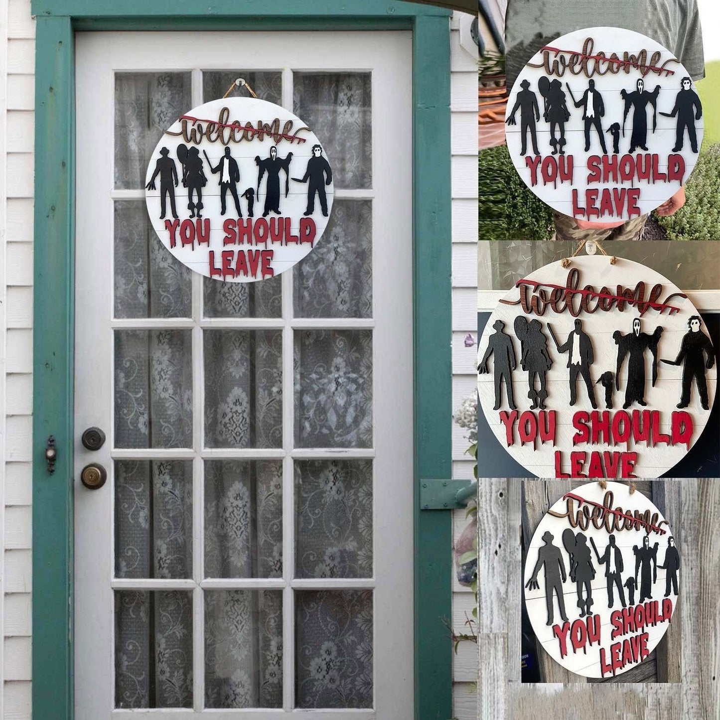 DJIWJDCDA 🎃Horror Welcome Sign for Front Door Halloween