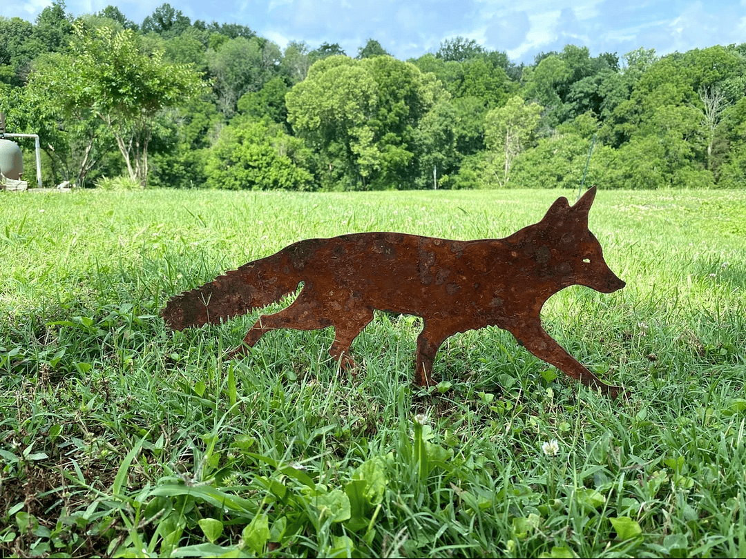 DJIWJDCDA Sneaky Rustic Metal Fox Garden Decoration with Stakes