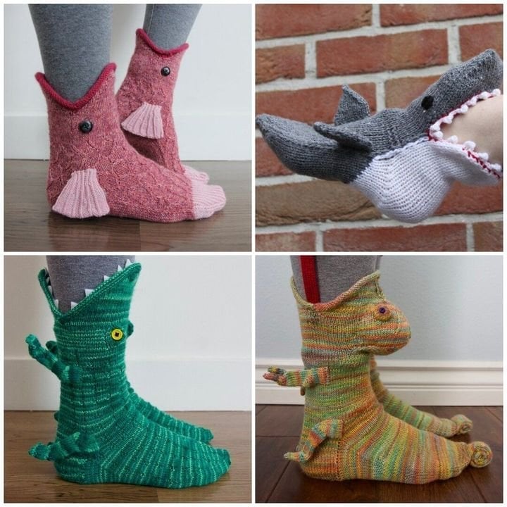 DJIWJDCDA Knit Crocodile Socks