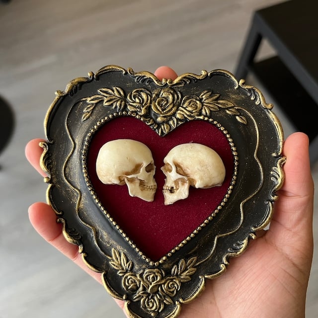 💗Valentine's Day Sale 49% OFF True love is forever - framed miniature realistic human skulls - Til death do us part