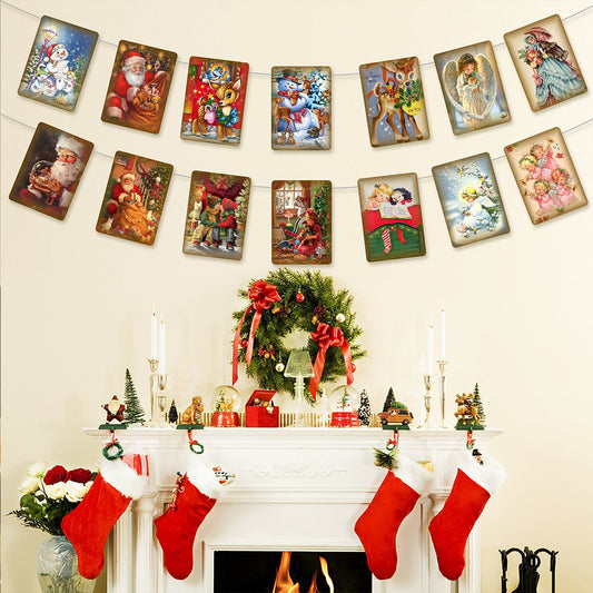 DJIWJDCDA 🎅Vintage Style Christmas Banner