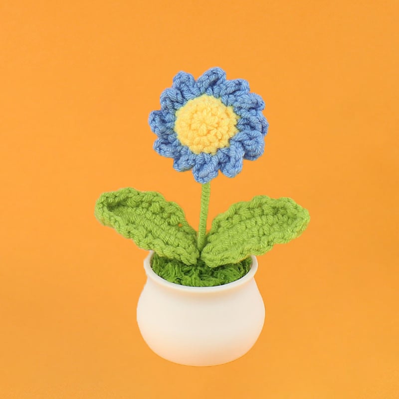 DJIWJDCDA 🌺🏡✨ Hand Woven Flowers - Tulips, Daisies, Roses Pot Decor ✨🌿🧶