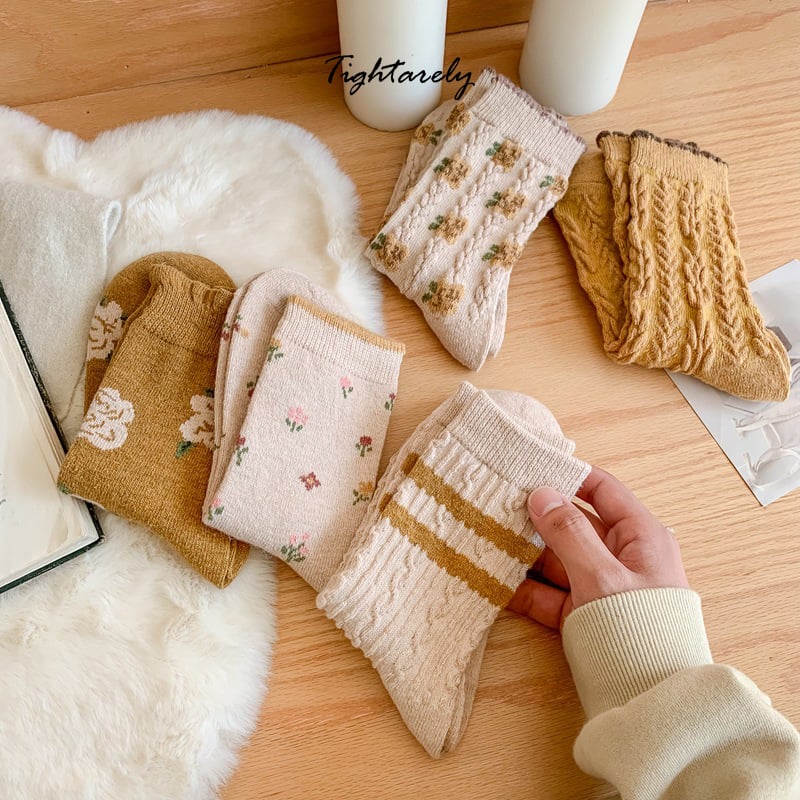 DJIWJDCDA Vintage Embroidered Floral Women Socks(🎁New Year Sale)-K*