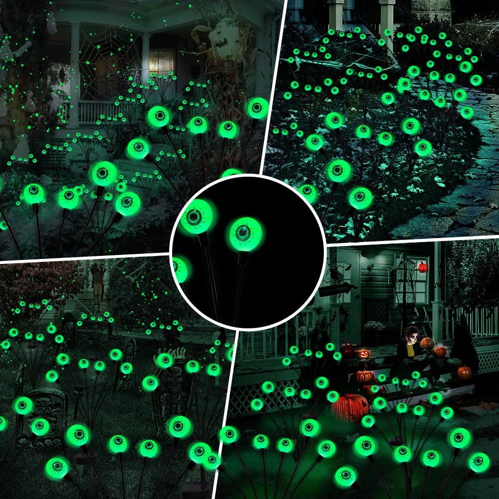 DJIWJDCDA Outdoor Solar Scary Eyeball Lights