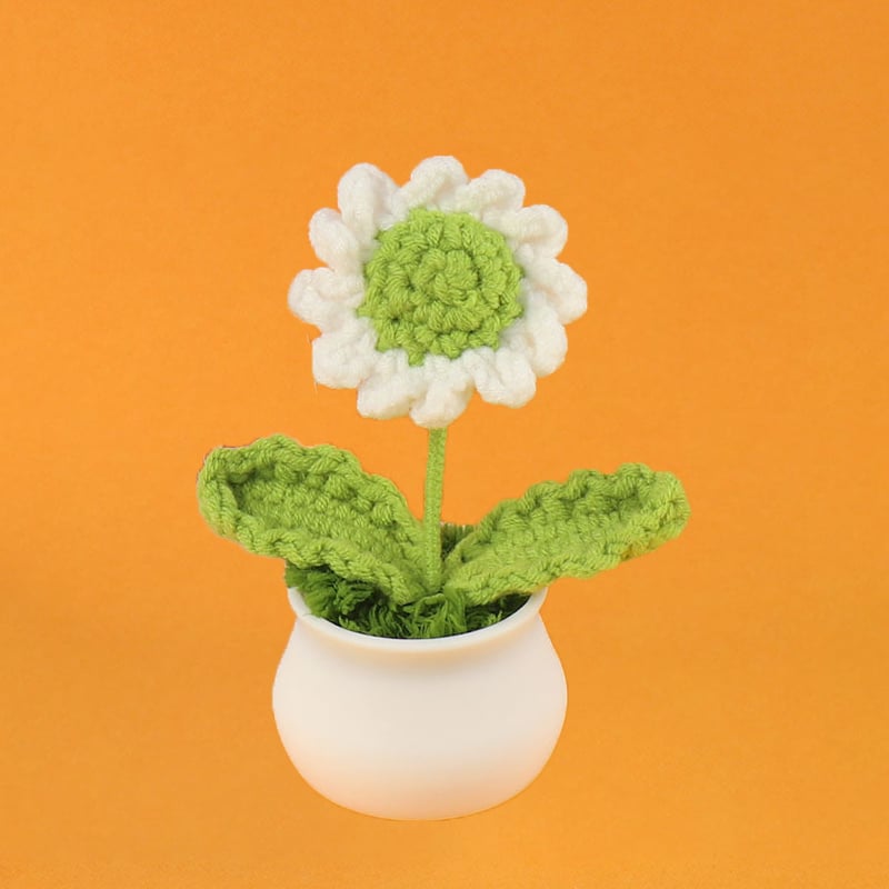 DJIWJDCDA 🌺🏡✨ Hand Woven Flowers - Tulips, Daisies, Roses Pot Decor ✨🌿🧶