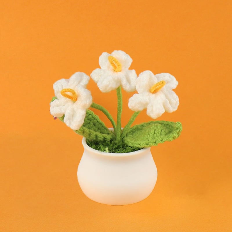 DJIWJDCDA 🌺🏡✨ Hand Woven Flowers - Tulips, Daisies, Roses Pot Decor ✨🌿🧶