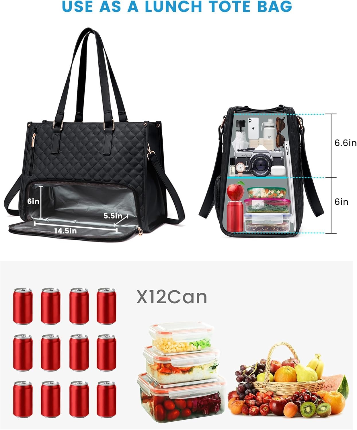 3 in 1 Lunch Tote Bag for Women