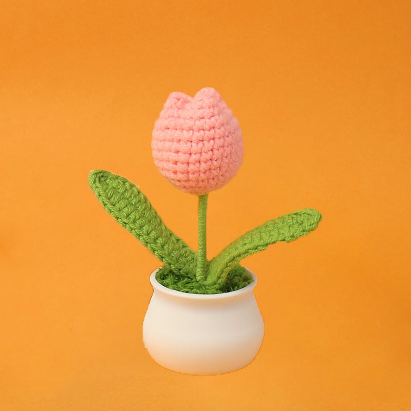 DJIWJDCDA 🌺🏡✨ Hand Woven Flowers - Tulips, Daisies, Roses Pot Decor ✨🌿🧶