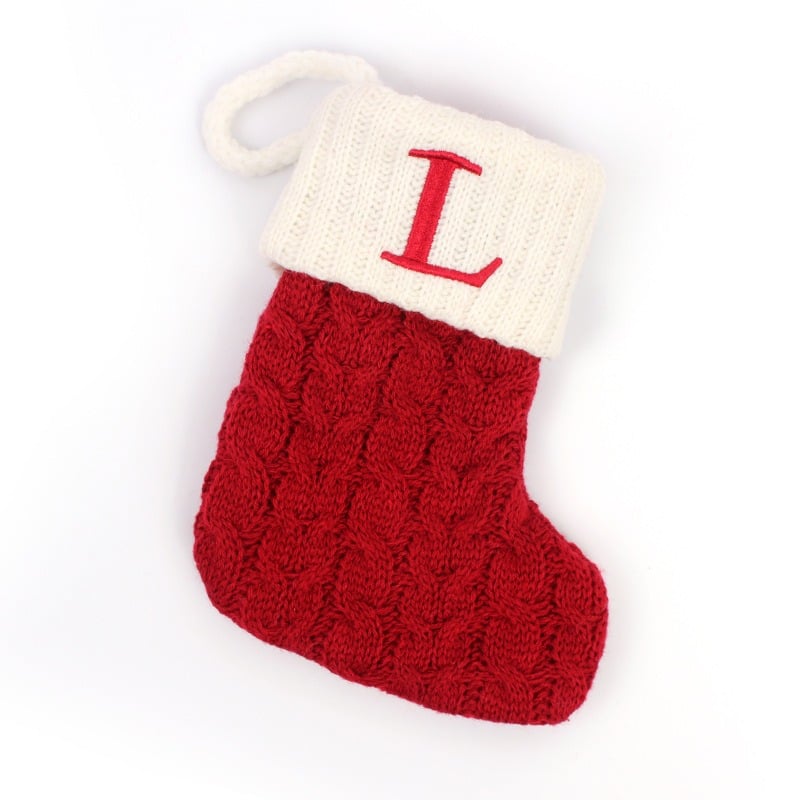 DJIWJDCDA Christmas Red Socks Alphabet Knitting Christmas-Tree Pendant